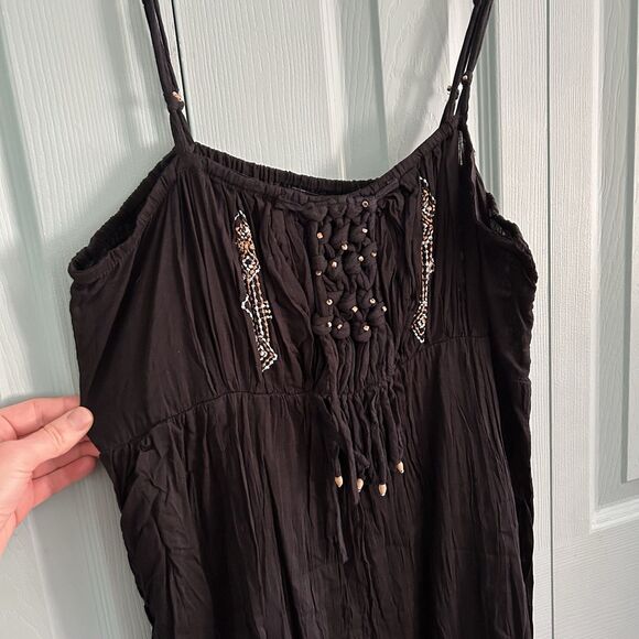Glamor Angel Bohemian Witchy Black Maxi Dress Medium Whimsigoth Fairygrunge - Picture 3 of 11